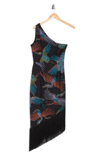 Hutch One Shoulder Fringe Hem Dress