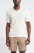 Nordstrom Textured Johnny Collar Cotton & Silk Polo Sweater