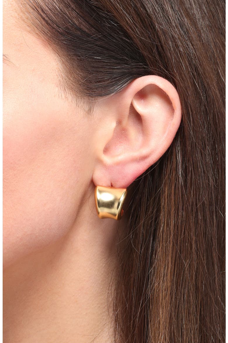 Double Edge Hoop Earrings, Alternate, color, GOLD