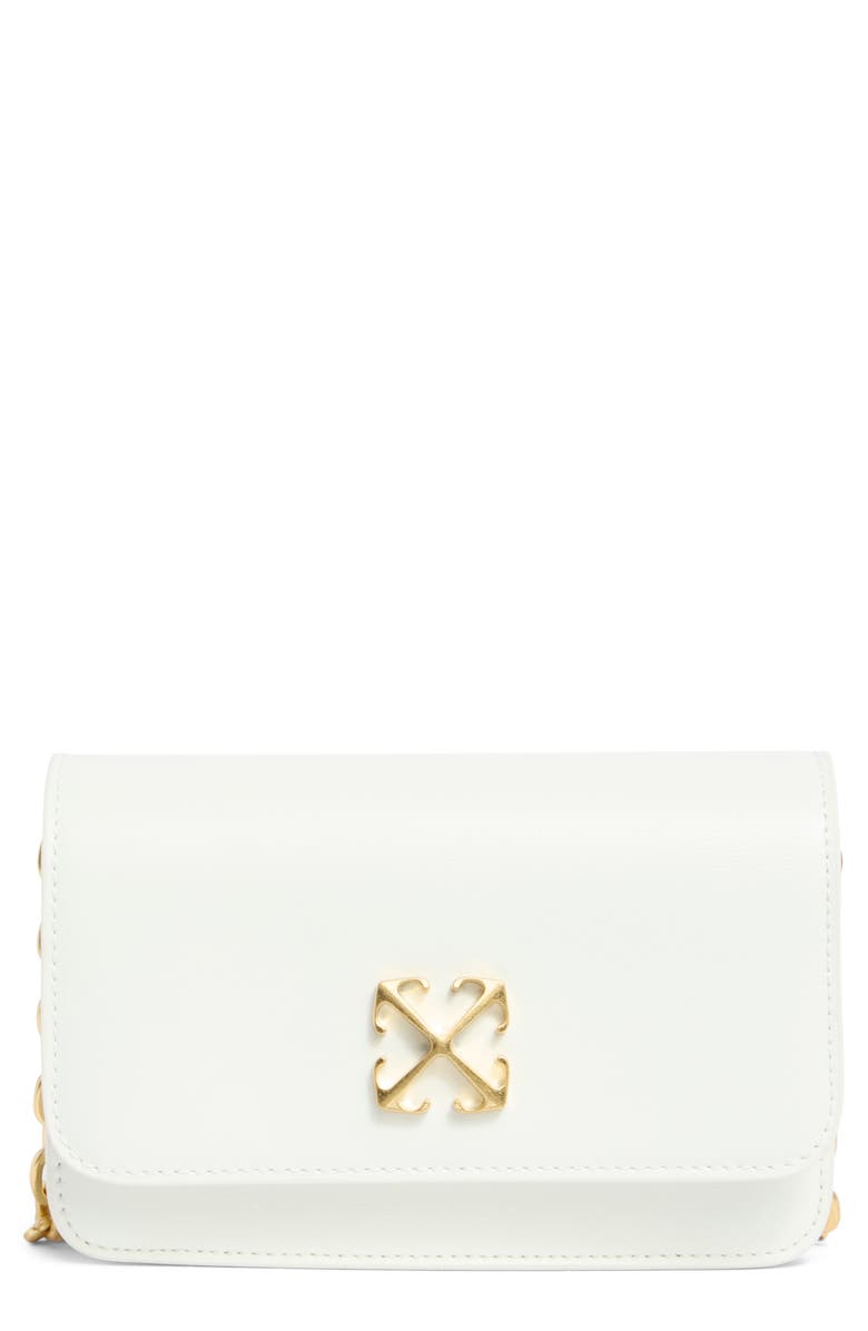 Off-White Jitney Leather Wallet on a Chain, Main, color, White
