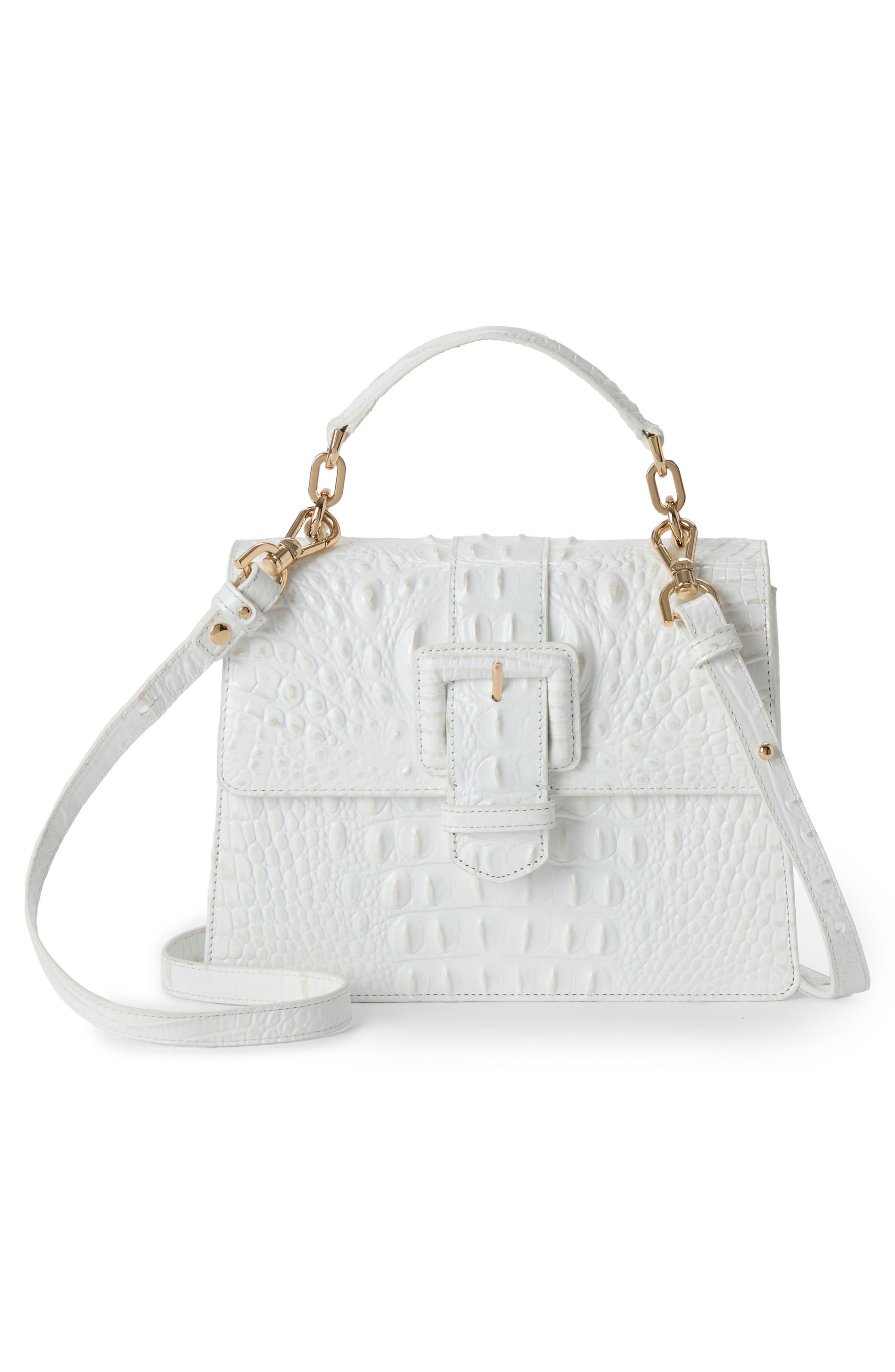 Brahmin Small Hallie Croc Embossed Leather Top Handle Bag, Alternate, color, 