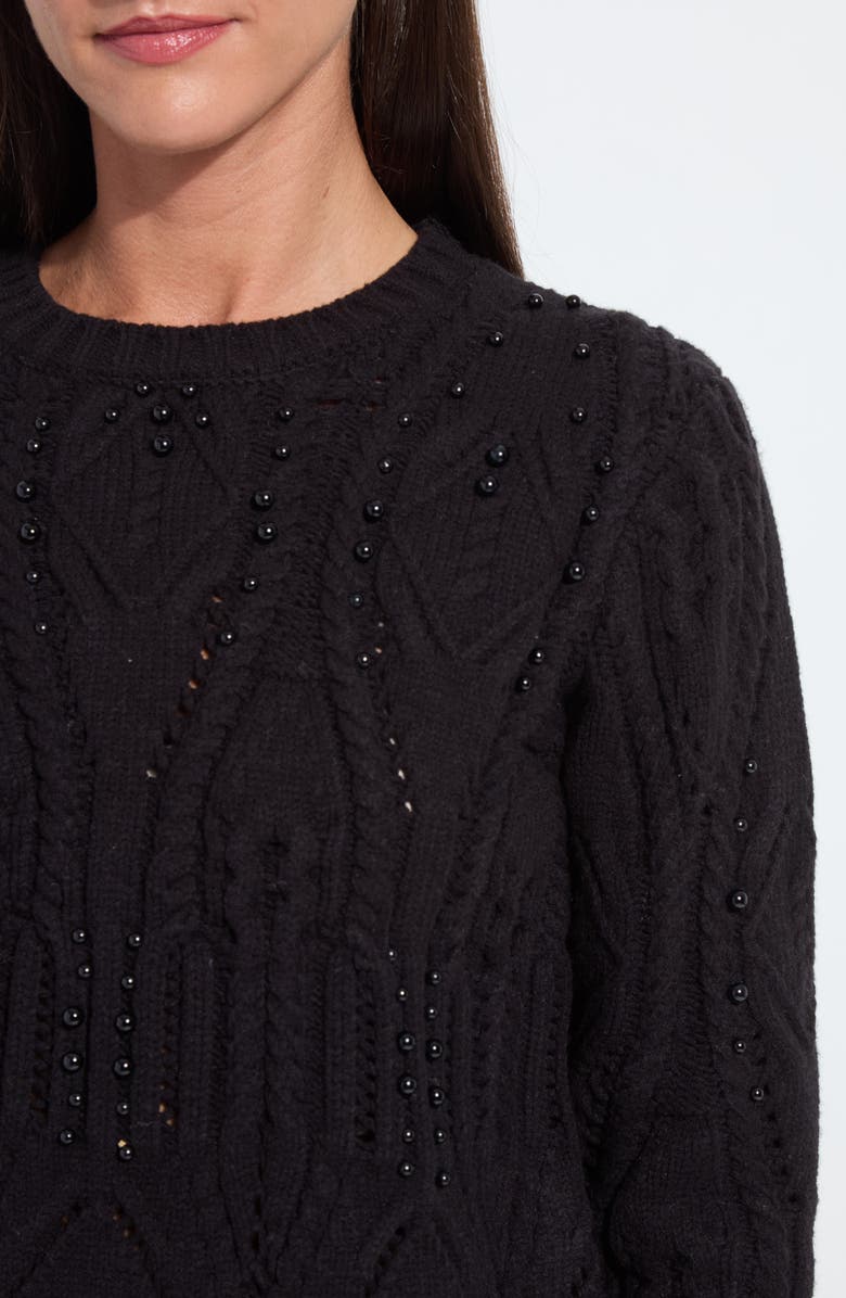 Lysse Hadley Cozy Faux Pearl Embellished Sweater, Alternate, color, Black