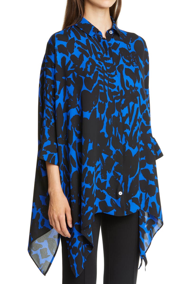 St. John Collection Floral Markings Satin Shirt, Alternate, color,