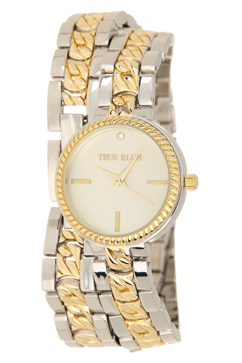Two-Tone Wrap Bracelet Strap Watch, 28mm, Main, color, TWO TONE