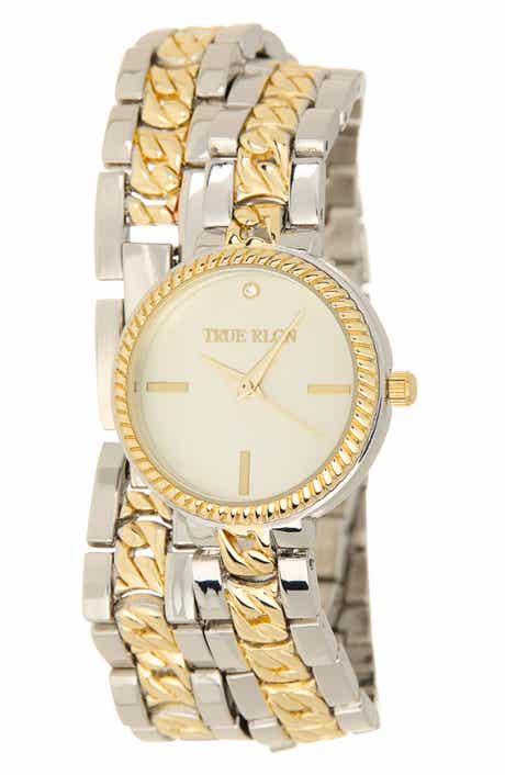 True Religion Two-Tone Wrap Bracelet Strap Watch, 28mm