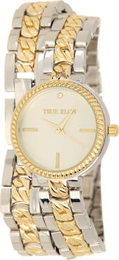 True Religion Two-Tone Wrap Bracelet Strap Watch, 28mm