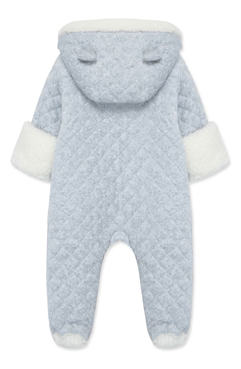 Little Me Quilted Gray Bear Hooded Pram, Alternate, color, Grey