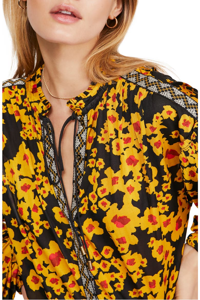 Love Letter Floral Print Tunic, Alternate, color, BLACK COMBO