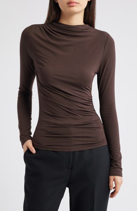 Joelle Ruched Funnel Neck Top