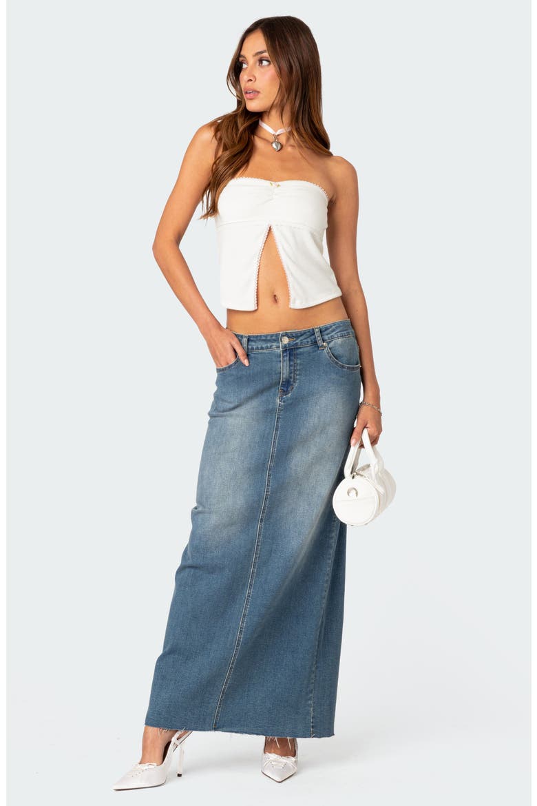 Percy Pointelle Split Front Tube Top, Alternate, color, WHITE