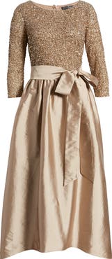 Pisarro Nights Beaded Bodice Taffeta A-Line Gown