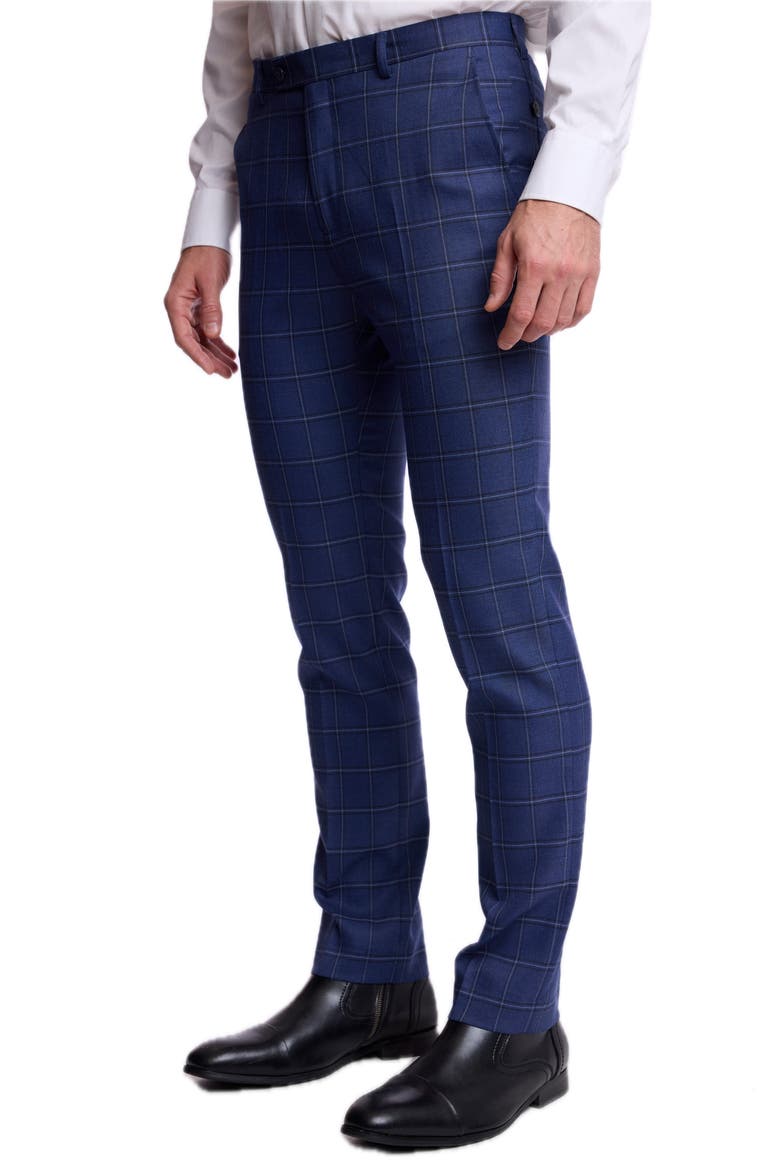 Downing Slim Fit Windowpane Suit Separate Pants, Alternate, color, DARK BLUE WINDOWPANE