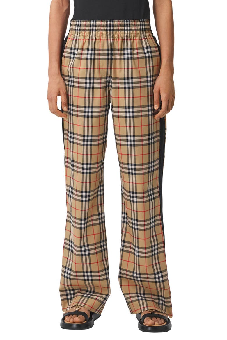 Louane Check Side Stripe Stretch Cotton Pants, Main, color, ARCHIVE BEIGE IP CHK