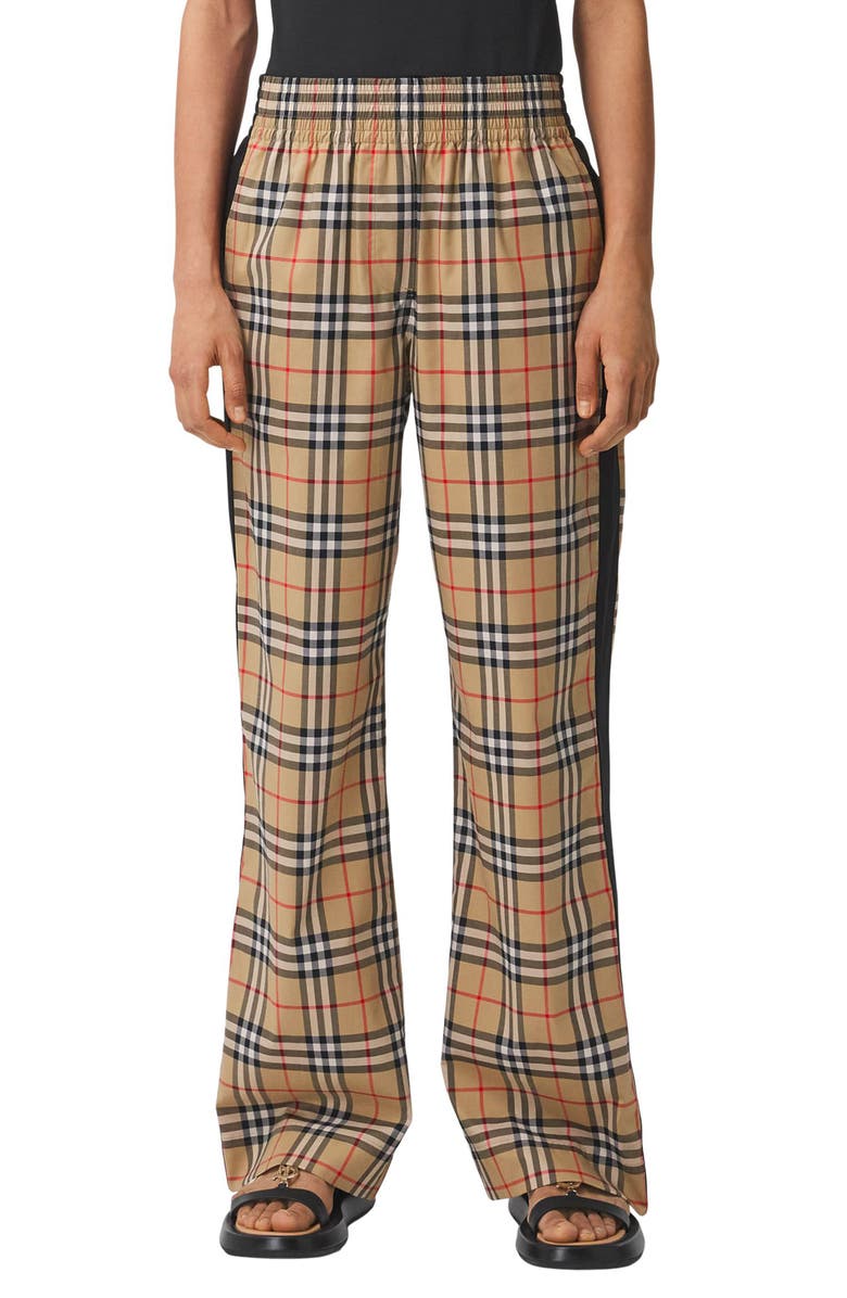 Burberry Louane Check Side Stripe Stretch Cotton Pants, Main, color,