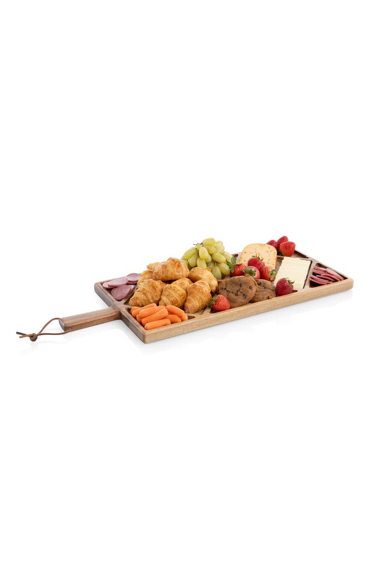 Acacia Grazing Charcuterie Sectioned Serving Board, Alternate, color, Acacia Wood