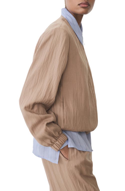 Mango Textured Bomber Jacket In Medium Brown