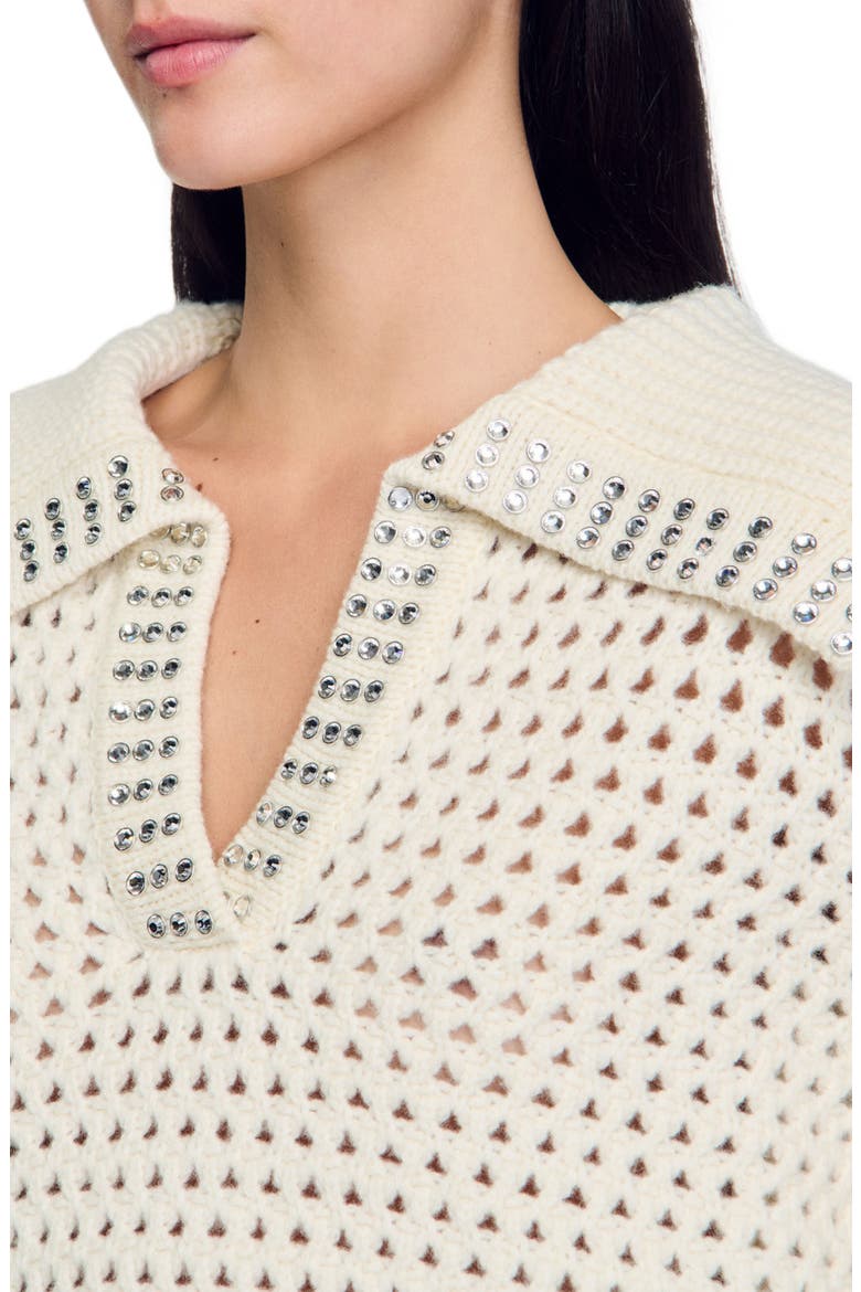 Sailor-neck wool sweater, Alternate, color, Ecru