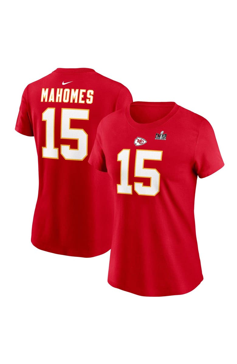 Nike Women's Nike Patrick Mahomes Red Kansas City Chiefs Super Bowl LVIII Patch Player Name & Number T-Shirt, Main, color, 