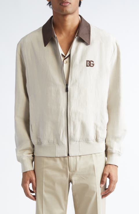 Logo Embroidered Linen & Silk Jacket