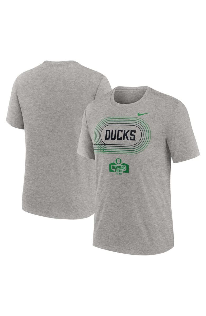 Nike Men's Nike Heather Gray Oregon Ducks Campus Local Tri-Blend T-Shirt, Alternate, color, Heather Gray