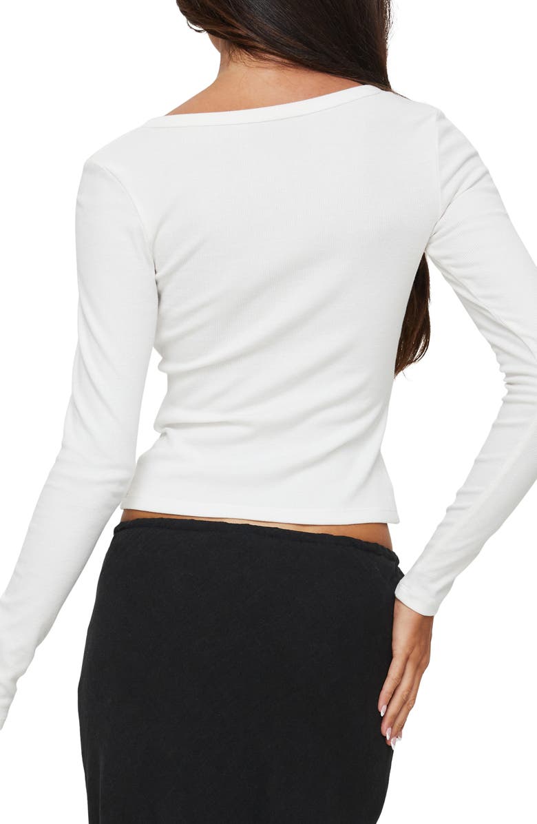 Princess Polly Passoni Asymmetric Cotton Crop Cardigan, Alternate, color, White