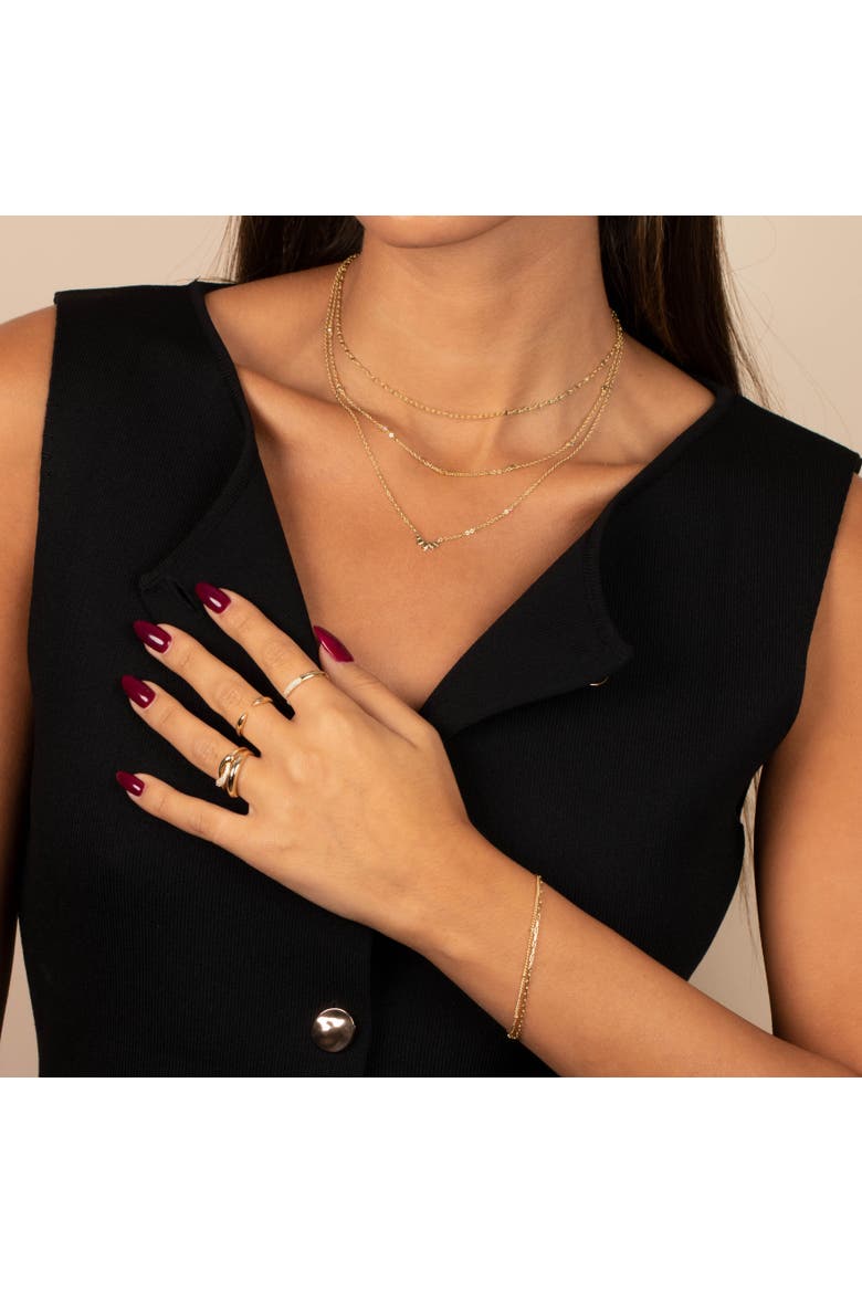 Three In One Dainty CZ Chain Necklace, Alternate, color, Gold