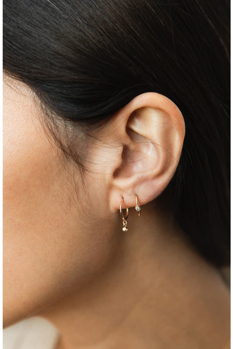 Diamond Huggie Hoop Earrings, Alternate, color, YELLOW GOLD