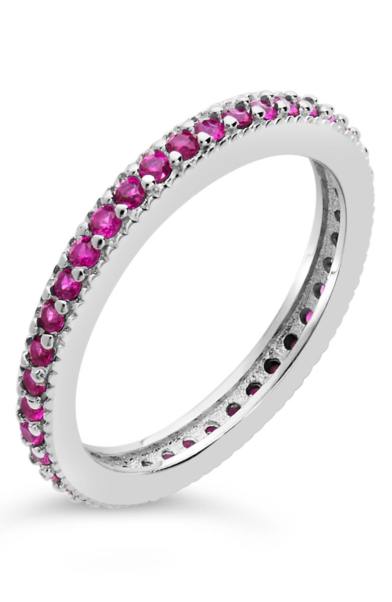 Sterling Forever Sterling Silver Cubic Zirconia Stackable Eternity Band Ring, Main, color, Silver