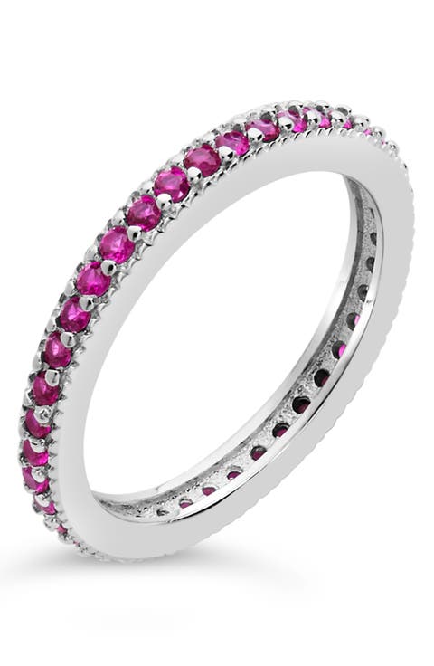 Sterling Silver Cubic Zirconia Stackable Eternity Band Ring