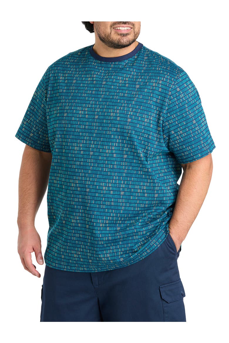 Big & Tall Moisture-Wicking Mosaic Striped T-Shirt, Main, color, PEACOAT MULTI
