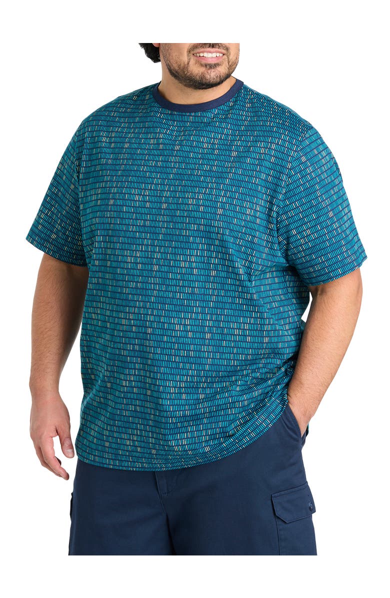 Harbor Bay by DXL Big & Tall Moisture-Wicking Mosaic Striped T-Shirt, Main, color, Peacoat Multi