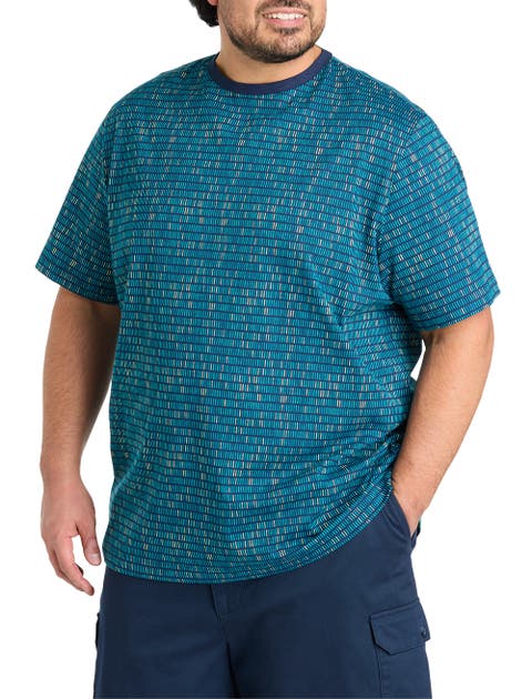 Big & Tall Moisture-Wicking Mosaic Striped T-Shirt