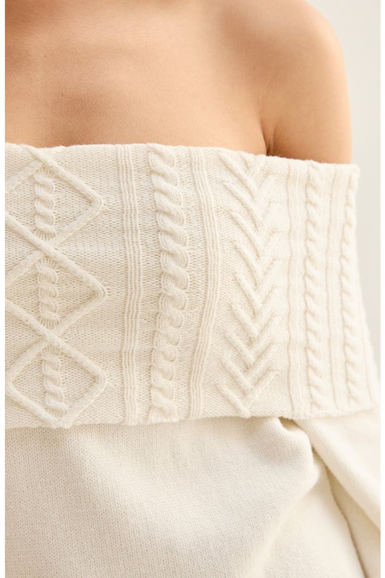 Off Shoulder Cable Knit Top, Alternate, color, Ivory