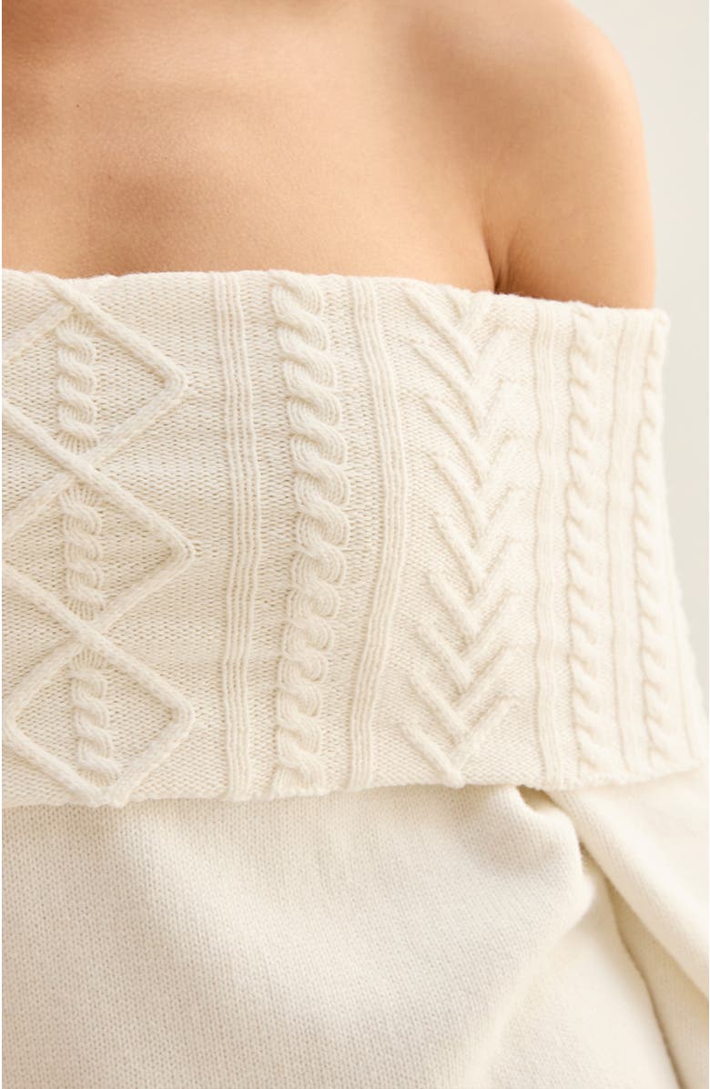CRESCENT Off Shoulder Cable Knit Top, Alternate, color, Ivory
