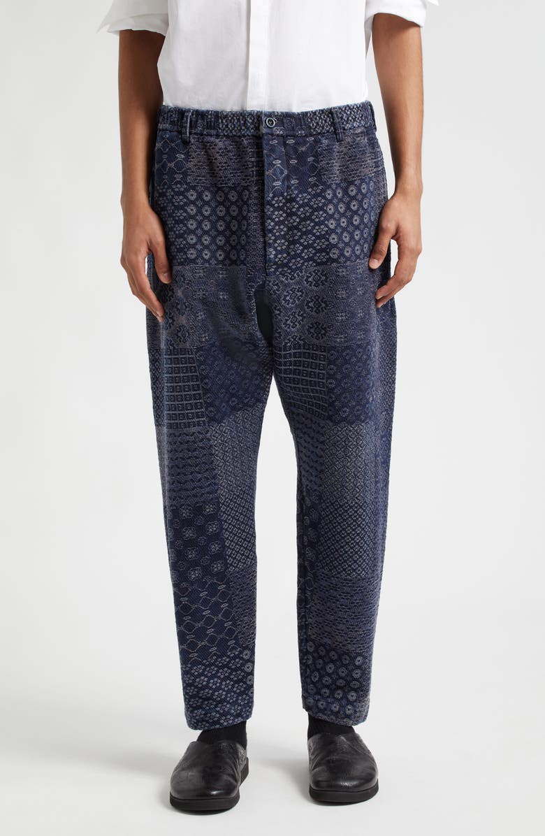 4SDesigns Elastic Waist Cotton Blend Jacquard Pants, Main, color,