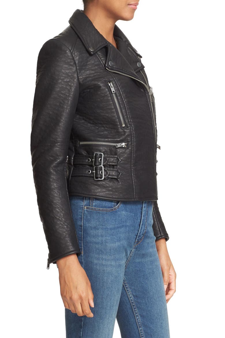 'Soho' Faux Leather Moto Jacket, Alternate, color, BLACK