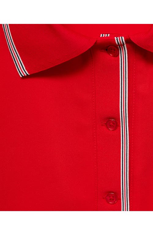 Mango Contrast Trim Crop Polo In Red