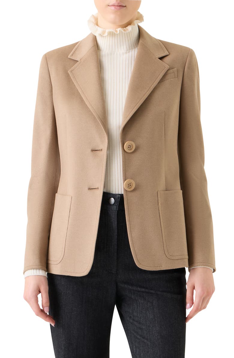 Akris punto Stretch Cashmere & Virgin Wool Blend Jacket, Main, color, Camel