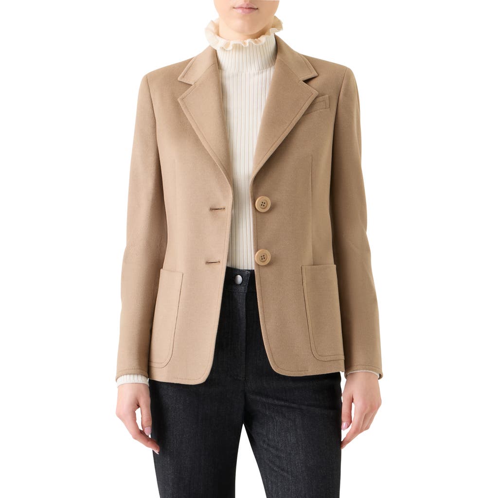 Akris Punto Cashmere-wool Single-breasted Blazer Jacket In Brown