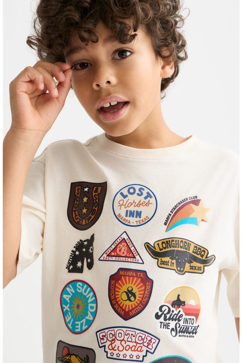 Kids' Western Patch Organic Cotton Graphic T-Shirt, Alternate, color, EGGNOG