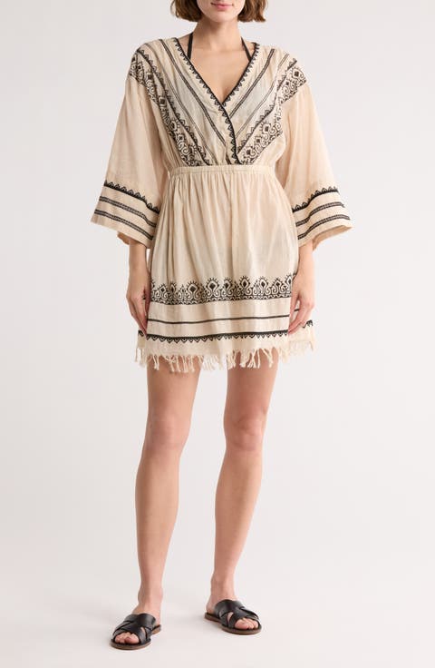 Embroidered Cotton Cover-Up Dress