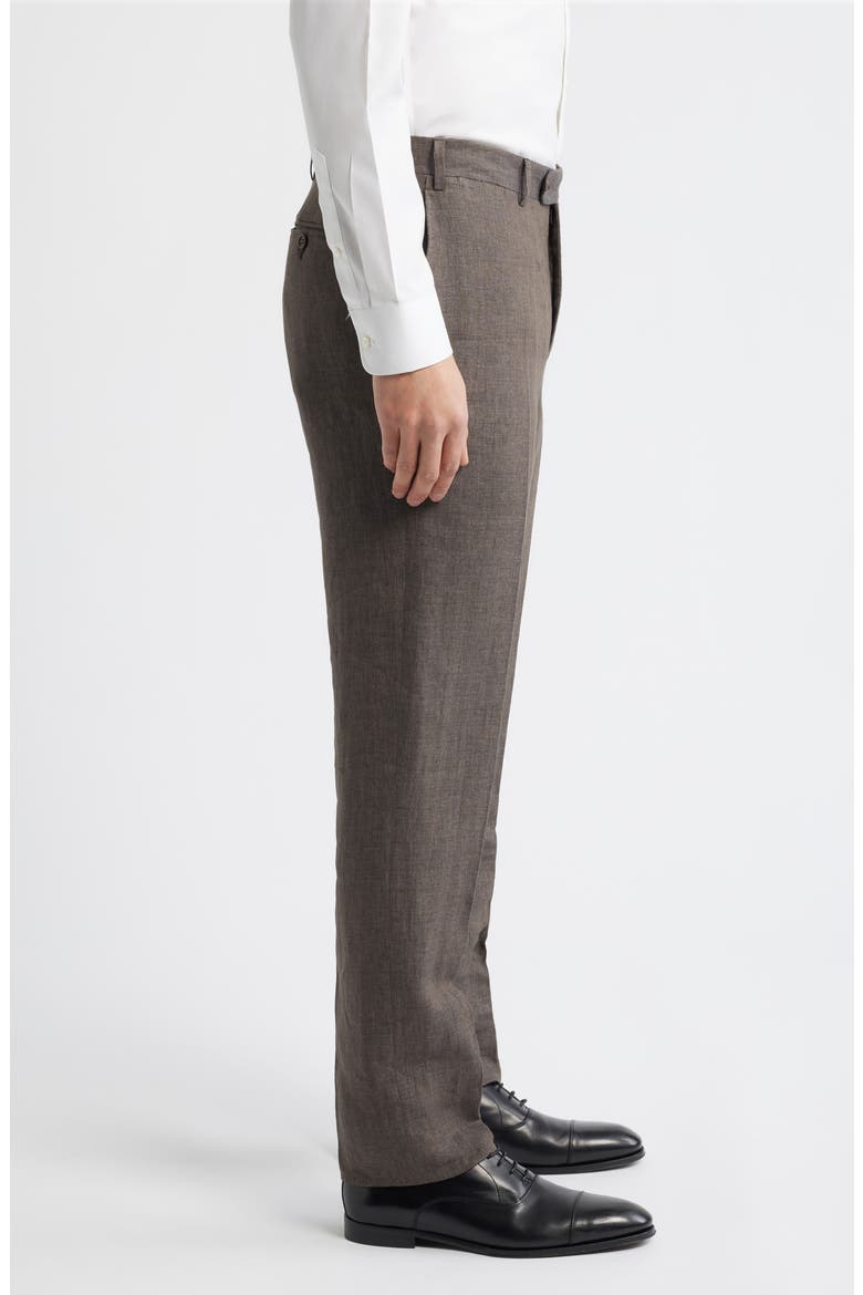 Siena Regular Fit Flat Front Linen Suit Pants, Alternate, color, BROWN