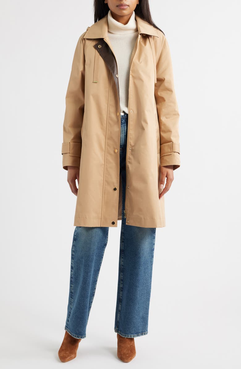 Bernardo Long Rain Coat, Alternate, color, Khaki