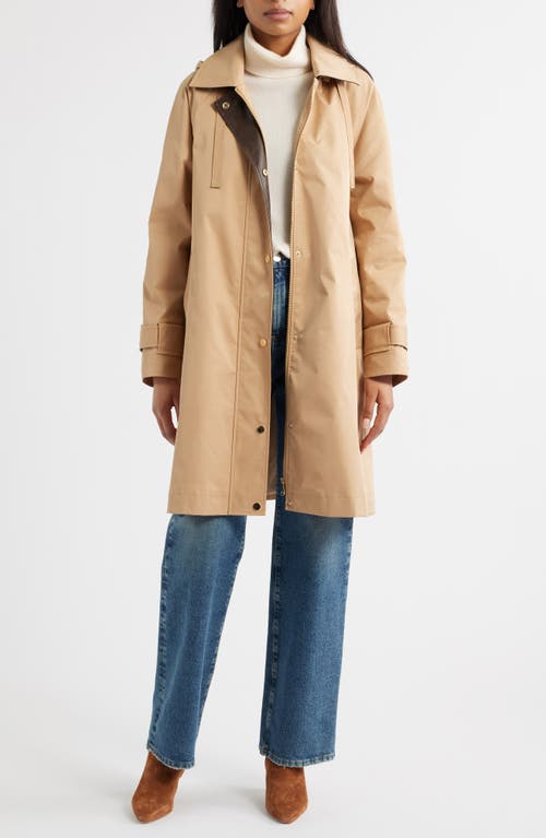 Bernardo Long Rain Coat In Brown