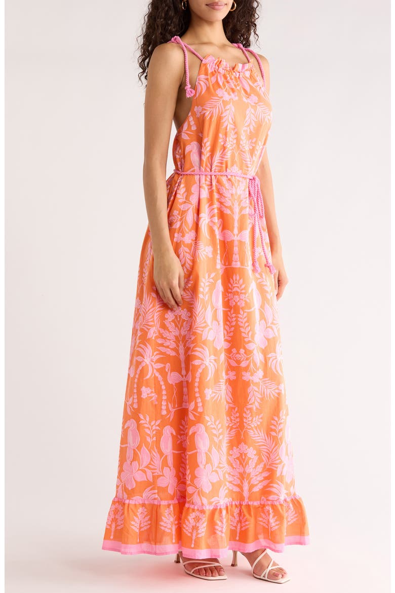 Kimana Floral Halter Maxi Dress, Alternate, color, ORANGE-PINK-MULTI