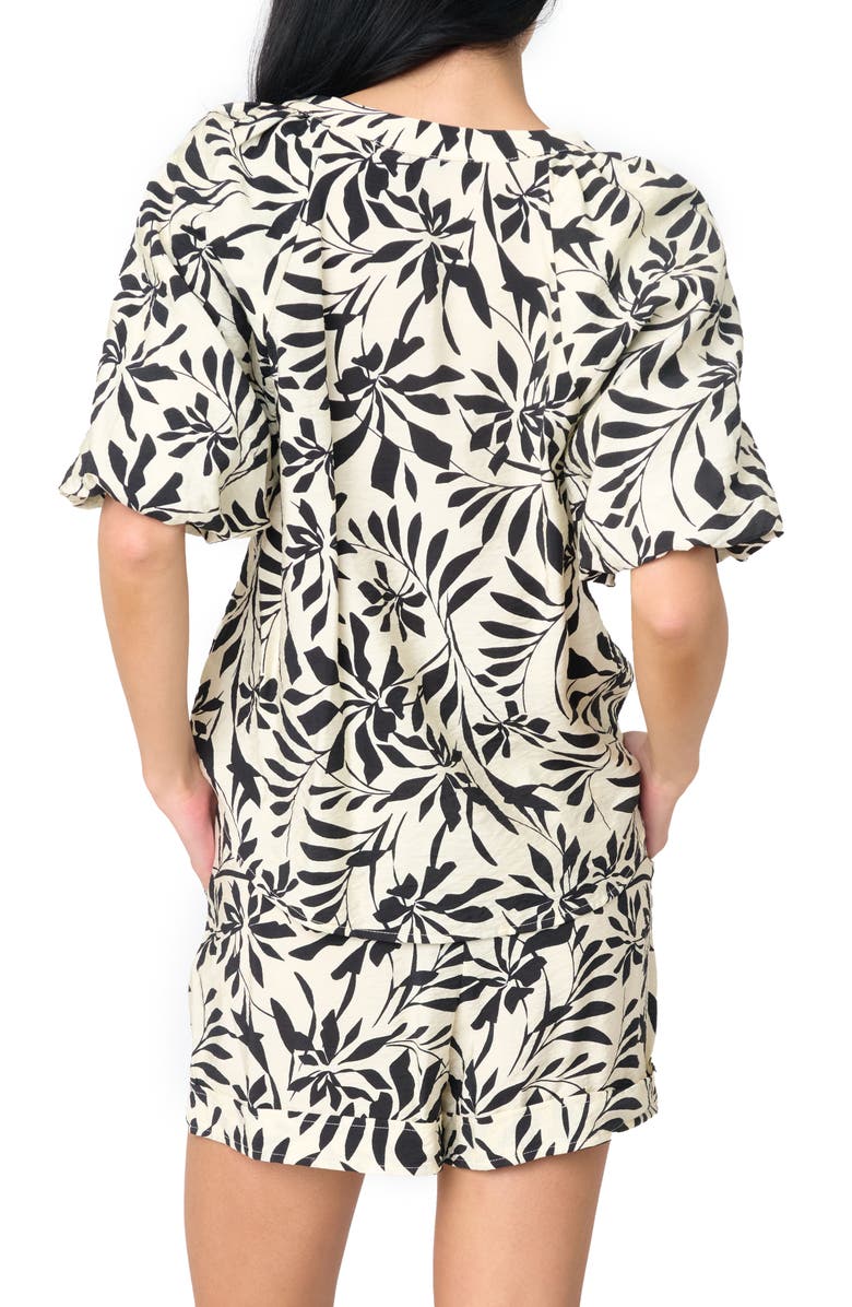 GIBSONLOOK Playa Floral Puff Sleeve Button-Up Shirt, Alternate, color, Ivory