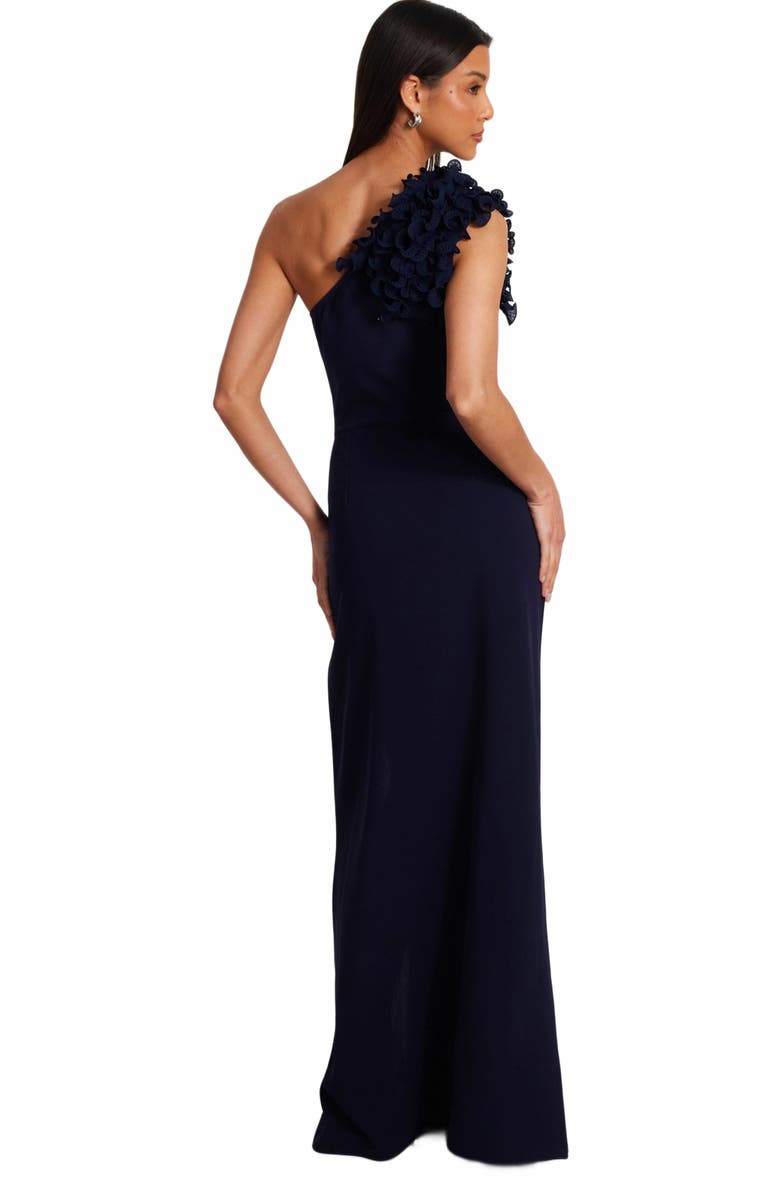 QUIZ One Shoulder Ruffle Trim Maxi Dress, Alternate, color, 