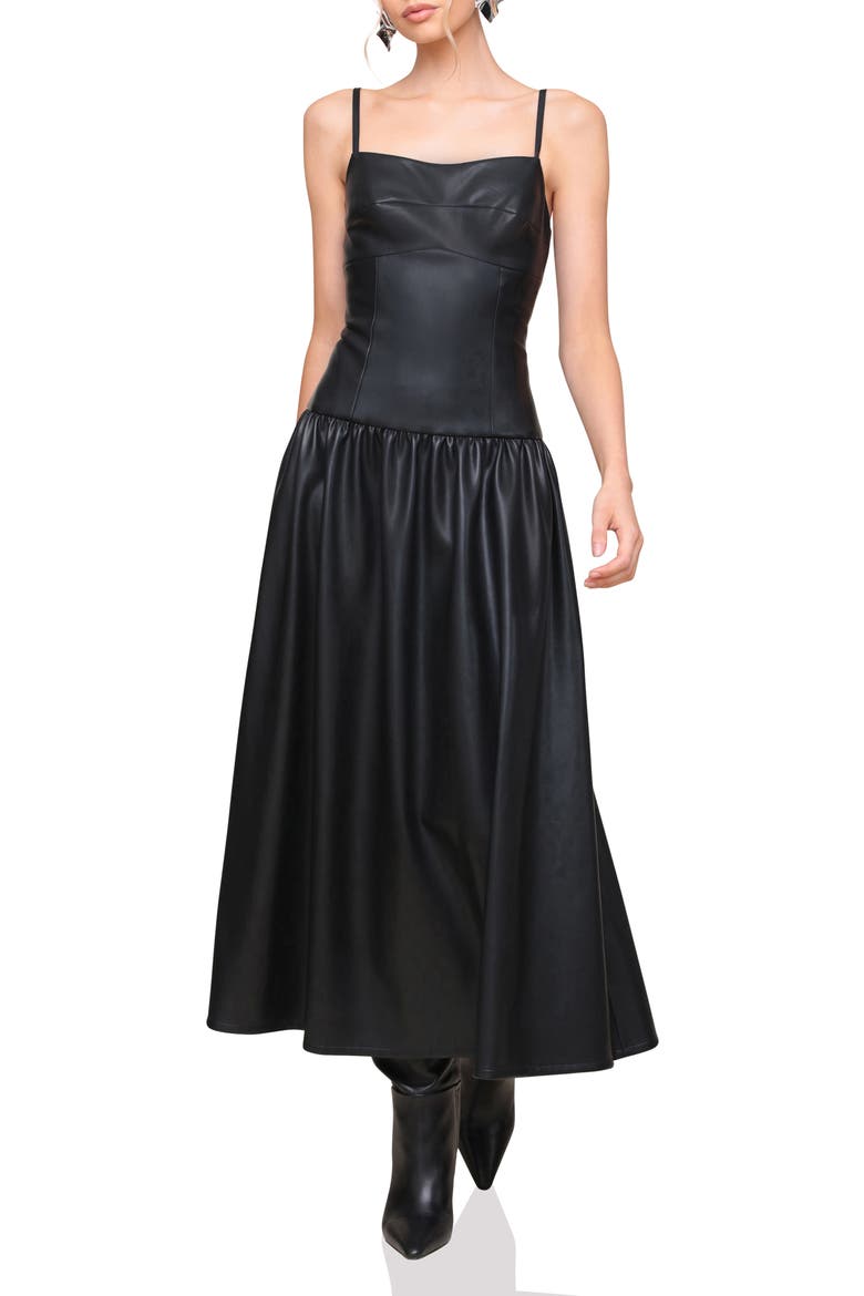 Faux-Ever Leather™ Midi Dress, Alternate, color, BLACK
