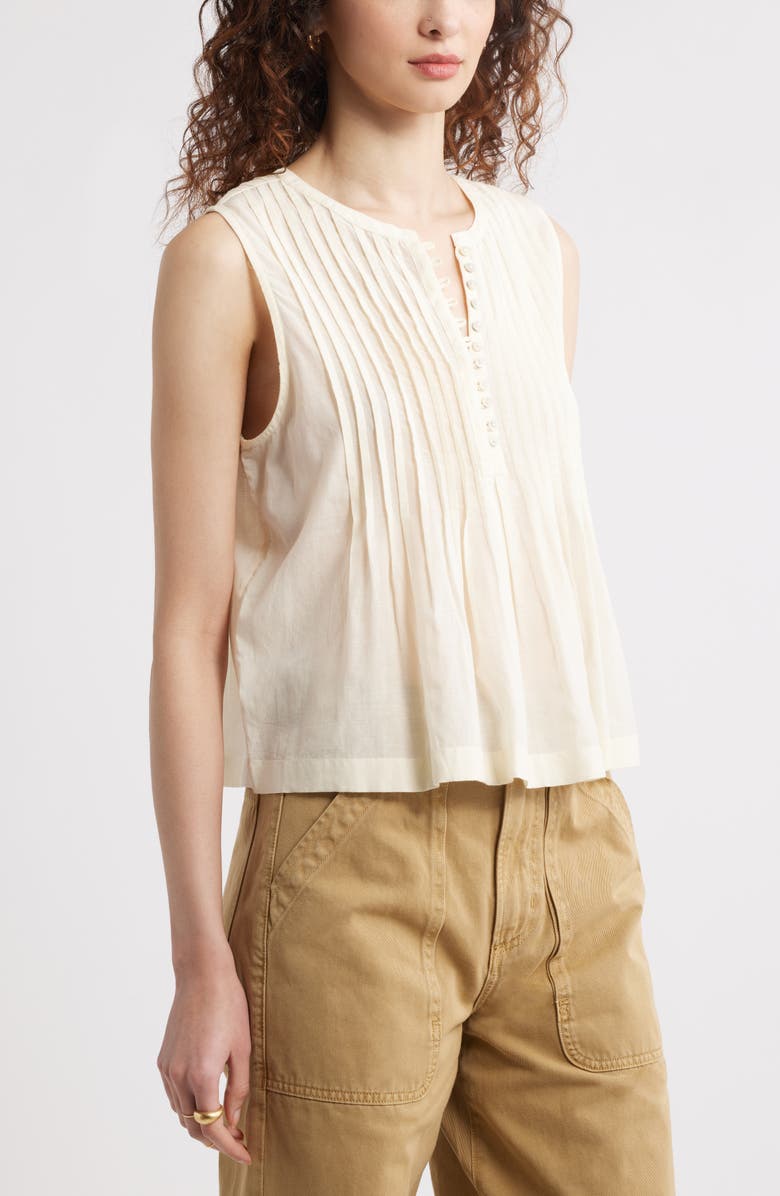 Treasure & Bond Pintuck Cotton Blend Tank, Alternate, color, Ivory Dove