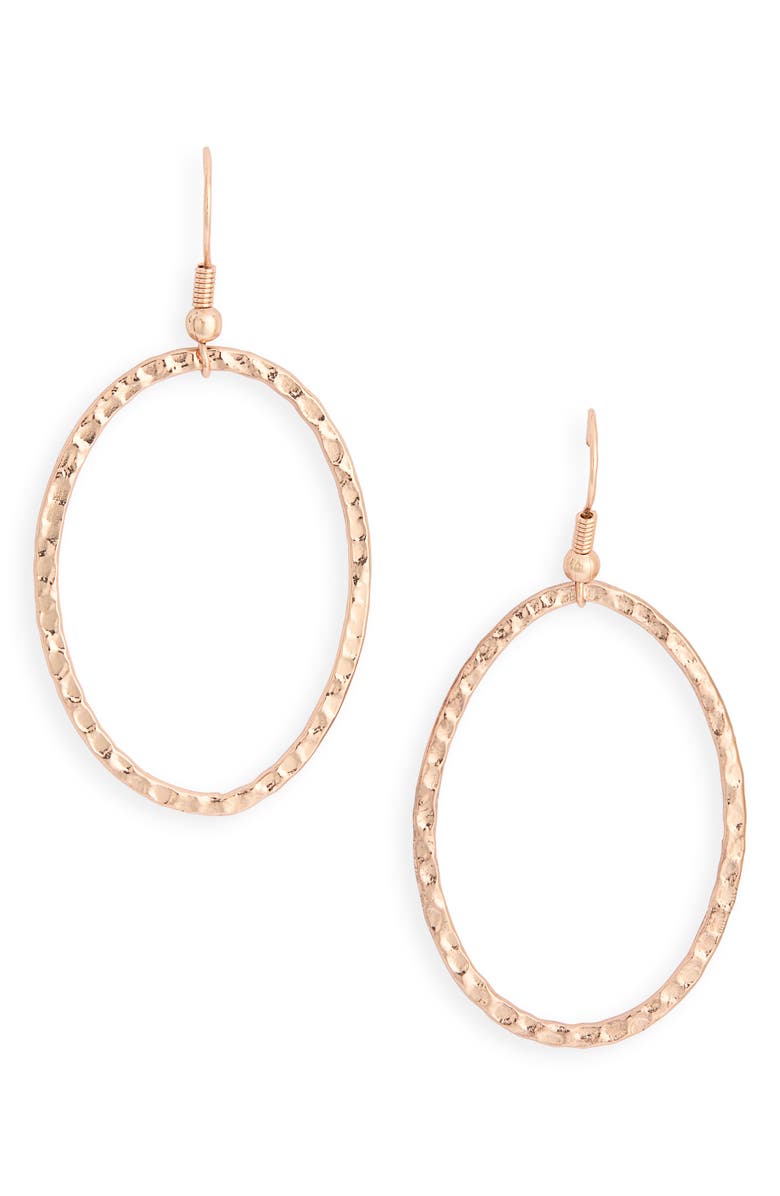 Karine Sultan Hammered Open Oval Drop Earrings, Main, color, Rose Gold